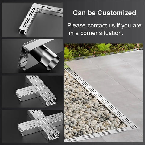 Slim Low Profile Trench Drainage Kit For Outdoor Pathways And Driveways Tough As Nails Heavy Duty 304 Stainless Channel Drain System