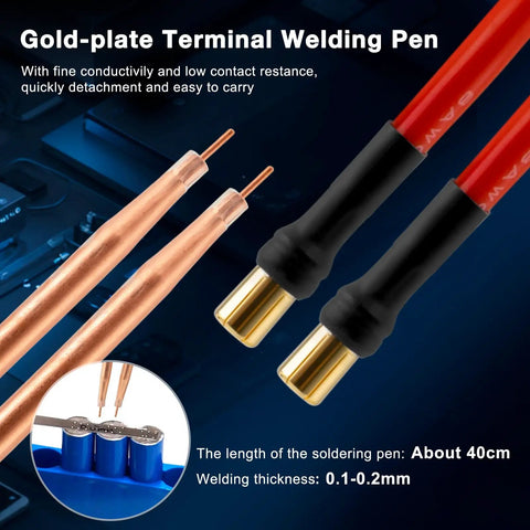 Gold-plate terminal welding pen for Dope Portable 11000mAh Battery Spot Welder With LCD Screen 80 Gear Adjustable Power Type C Charge