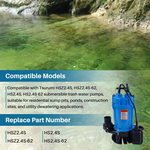 Built Tough 2 Inch Submersible Trash Pump Float Switch Replacement Compatible With Tsurumi Hsz24s Hsz24s62 near clear water in a pond.
