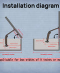 Installation diagram for 8 Inch Self Balancing Lid Support Hinges Set For Toy Boxes And Cabinets, Left And Right Hand