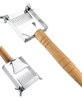 Adjustable Honey Uncapping Fork With Stainless Steel Blade And Wooden Handle for beekeeping enthusiasts, close-up view