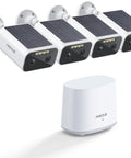 Plug And Play Wireless Outdoor Home Security Camera System 4 Camera Kit With Solar Power, 365 Day Battery, No Monthly Fees, AI Human Detection