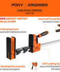 36 Inch Parallel Bar Clamp Set 2200 Lb Beefy Heavy Duty Cabinet Master For Woodworking Glue Ups With Quick Release And Spreader Function Two Pack Industrial Steel Bar For Even Pressure