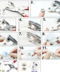 Stainless Steel Snap Button Kit With Heavy Duty Press Pliers For DIY Crafts Clothes Hats And Sewing 800 Pieces From 200 Sets demonstration steps