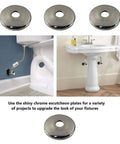 Slick 1/2 In Escutcheon Plates With Badass Sure-Grip Seal Hide Ugly Pipe Gaps on Copper Pex Cpvc Lines No Rattle, chrome covers fitting plumbing.