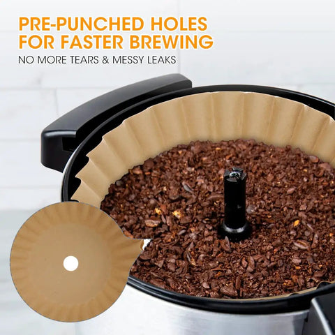 Extra Large Percolator Coffee Filters, 100 Count, Pre-Punched Holes For Even Brew And Faster Extraction in coffee urn