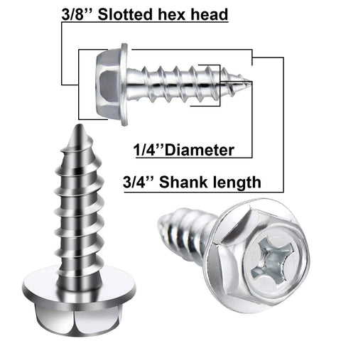 Stainless Steel License Plate Screws Kit 50 Pcs Rustproof Bolts Three Quarters Inch By One Quarter Inch Front And Rear Fasteners