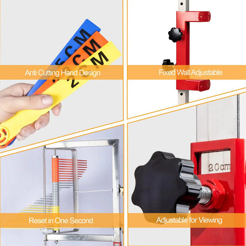 Wall Mounted Vertical Jump Measurement Tool With Adjustable Height From 27.5 To 47 Inches, Stable Training Device For Basketball And Volleyball, Accurate Readings And Easy Setup, wall-mounted red ABS gauge