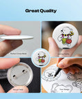200 PCS 32mm Button Maker Supplies Kit with metal blanks, pin backs, mylar films showing clear badge design and metal pin back