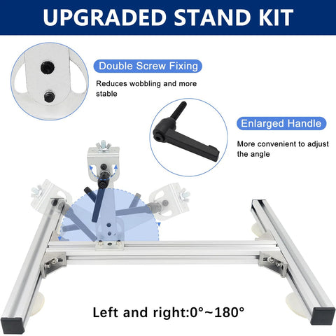 Front view of JQDML 24V telescoping linear actuator (160 rpm) mounted on aluminum stand with remote and suction cup.