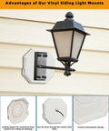 Vinyl Siding Mounting Block For Exterior Fixtures Like Lights Cameras Flags And Doorbells Easy Setup No Fuss Octagon Block With One Half Inch Lap Mount And Four Inch Height White One Pack Durable Mounting Plate For Siding Projects. Octagon white vinyl block mounted with exterior light
