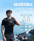 Man wearing Hydration Running Vest With 2L Bladder, Lightweight Chest Pack at scenic beach, adjustable straps detailed, Black M/L