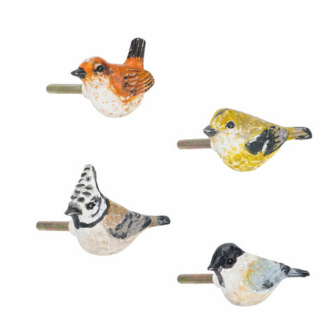 Set Of Four Metal Bird Cabinet Knobs With Colorful 3D Design Decorative Pull Handles For Doors Cabinets And Drawers Vintage Pewter Finish Delicate Yet Bold Home Decor