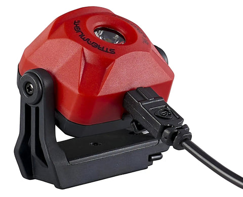 Syclone Jr USB Rechargeable Work Light 210 Lumen Ultra Compact LED with charging cable connected, 360-degree rotating base