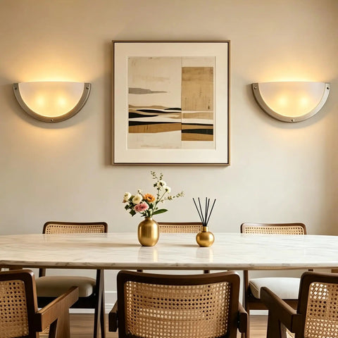 Lifora Hay 2-Light Indoor Wall Sconce 16 inch, Half Moon Wall Light Fixture mounted on a wall in an elegant setting.