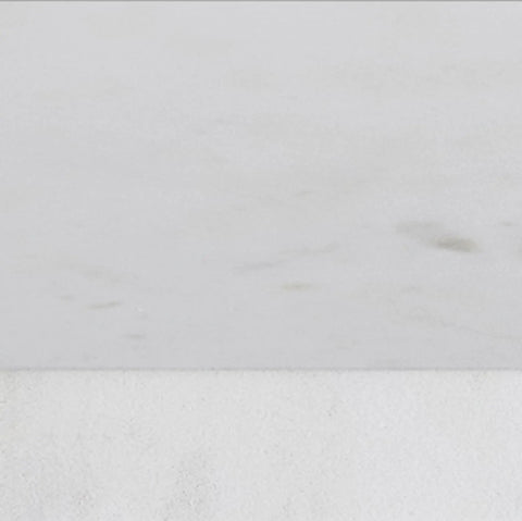 Close-up view of the genuine white marble top of the C Shaped Metal Side Table With Genuine White Marble Top For Living Room Or Home Office Space Saving End Table That Slides Under Sofa 18 In Wide By 24 In High Sleek And Slick Modern Accent.