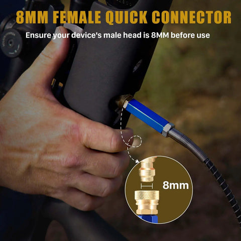 Connecting 8mm quick connector on a 3 Stage PCP Hand Pump For Air Rifles And Airguns High Pressure Up To 4500 Psi 30 MPa