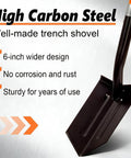 High carbon steel heavy duty trench shovel with fiberglass handle 58 inch length high carbon steel blade with rust resistant coating