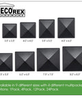 Seven black pyramid post caps in various sizes for outdoor wood posts, featuring a Built Tough Aluminum Pyramid Post Cap For True 3.5-Inch Wood Posts Weather Resistant Black Outdoor Deck And Fence Cover Heavy Duty Post Cap That Fits Real 3.5-Inch Posts.