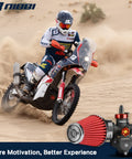 Motorbike in desert with PE22 Carburetor With 48mm Air Filter Kit For 125cc 130cc 140cc Dirt Bikes Pit Bikes Go Karts ATVs Mopeds And Scooters Fits TaoTao Apollo Lifan Kayo Honda SSR Predator212 in foreground