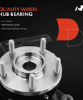 Close-up of Front Right Steering Knuckle and Wheel Bearing Hub Assembly for Kia Optima 2011 2.4L Passenger Side Replacement.