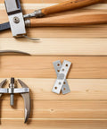 Hidden Door Pivot Hinge 360 Degree Concealed Stainless Steel 2 Pack with tools on wooden surface