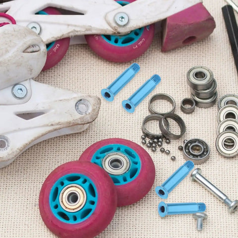 Blue Alloy Inline Skating Screws 8 Piece Set Skates Screw Repair Kit Durable Metal Hardware For Roller Inline Hockey Gear Wear Resistant Replacement Parts For Gliding Precision Engineered Skate Tools Staying Solid Through Hardcore Sessions, blue inline skate axle screws