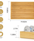 Dimensions of Bamboo Coffee Pod Drawer Organizer For Nespresso Vertuo Vertuoline Pods with size details