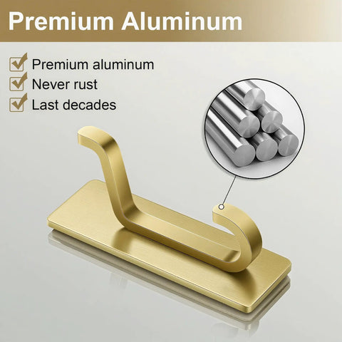 Secure All Your Gear With These Rock Solid Self Adhesive Wall Hooks Built For Heavy Duty Bathroom And Kitchen Use Featuring Killer Sticky Grab Technology No Drilling Required Smooth Brushed Gold Four Pack Deal