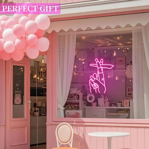 Pink LED Hand Neon Sign For Wall Decor USB Powered Nail Room And Girls Room Neon Light in shop window display