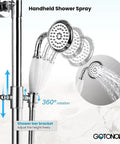 Exposed Shower Faucet System No Fuss All In One With 8 Inch Rainfall Head Tub Spout Handheld Spray Wall Mount Double Cross Handles