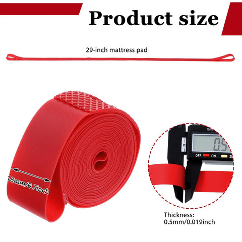 Two Pack 29 Inch Rim Tape For Road And Mountain Bikes, 13mm Wide, 0.5mm Thick, PVC Rim Strip Tape, Red Color, thickness shown