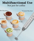 Handheld Milk Frother For Coffee And More Electric Whisk With 3 Speed Adjustable Settings And Stainless Steel Whisks Rechargeable Foam Maker