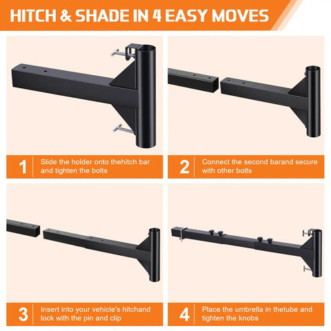 Heavy Duty Hitch Mount Umbrella Holder With Adjustable Length Fits 1 To 2 Inch Poles Mount Umbrellas For Big Patios Tailgating Camping And Outdoor Gatherings