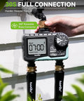 Dual Zone Garden Hose Timer with Brass Swivel and Two Outlets installation on wall