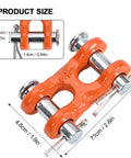 Heavy Duty G70 Grade 3/8 Inch Double Clevis Links Tough As Nails Chain Repair Hardware For Towing Trailer Rigging And Auto Salvage Rated 6600 Lbs Pulling Capacity 4 Pack, showing size details.