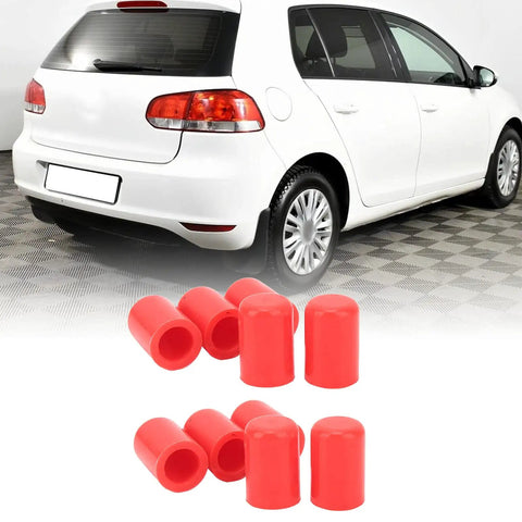 10 Pack Silicone Intake Vacuum Hose Caps For 16mm Inner Diameter in red with car in background