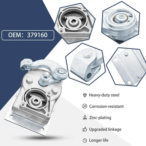 Recreational Vehicle Entry Step Gear Motor And Gearbox Linkage Replacement Kit For Kwikee Electric Steps Series 22 Through 40 Direct Fit OEM Standard Drop In Ready With Auto Shutdown Easy Ten Minute Install showing metal gear and linkage parts with zinc-plating and corrosion-resistant features.