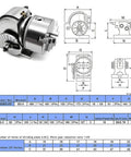 Dead On Precision Stepper Motor Dividing Head With Four Inch Three Jaw Chuck And Dependable CNC Tailstock For Seamless Rotary Indexing On Garage Routers And Machines diagram with specifications and dimensions.