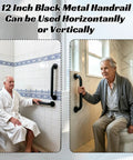 Heavy Duty Pipe Stair Handrail Wall Mounted Safety Grab Bar Twelve Inch Long Industrial Iron Tubes Crafted For Up To Three Hundred Pounds Built Solid As A Rock For Dependable Daily Support used in bathroom.