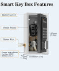 Diagram of Smart Key Lock Box Wall Mount With Four Unlock Options Password App Bluetooth Wi Fi One Time Codes Remote Access Via Wi Fi Bridge.