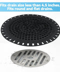 Top Tier Weighted Metal Shower Drain Hair Catcher And Bathtub Strainer Covers, fits drains less than 4.5 inches, black round filter.