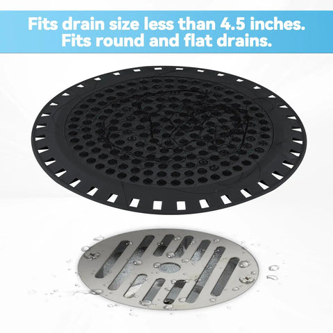 Top Tier Weighted Metal Shower Drain Hair Catcher And Bathtub Strainer Covers, fits drains less than 4.5 inches, black round filter.