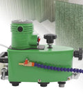Badass Handheld Glass Polisher And Edge Grinder Machine with green casing, side view, showing detailed features and attachments.