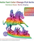 3D printed figure using Rainbow Blaze Matte Color Changing PLA Filament For 3D Printing Fast Color Shift By Length, multicolor display