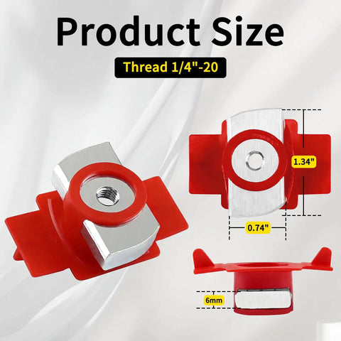 Red Galvanized 1/4 20 Unistrut Channel Squeeze Nuts With Twist Tab Smooth Glide 100 Pack dimensions 1.34" x 0.74" x 6mm