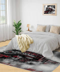 Bedroom with locomotive themed 3x4 rug for bedroom and living room non slip soft train engine area rug washable indoor carpet