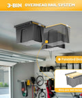 Garage Ceiling Tote Storage Rails Heavy Duty Overhead Bin Rack Adjustable Tote Slide System 4 Pack For 3 Bins Bins Not Included