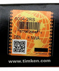 Slick Heavy Duty Deep Groove Ball Bearings 6004 2rs Double Rubber Seal 20x42x12mm box packaging with barcode and QR code.