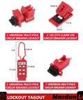 Lockout Tagout Kit For Electrical Safety With Group Lockout Hasps And Circuit Breaker Lockouts Safety Padlocks With Numbers